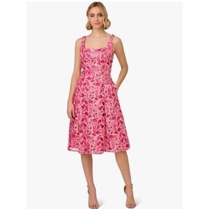 Adrianna Papell Women's Tonal Lace Short Dress Pink‎ Size 6 Easter Wedding